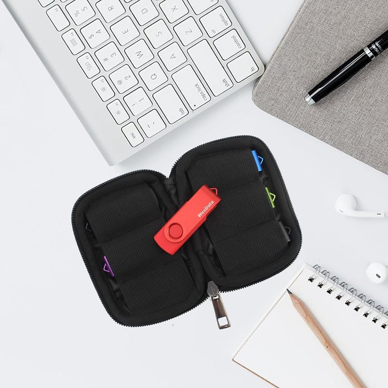 WesData Flash Drive Case - USB Holder, Storage Bag for Thumb Drives, Lightweight, Protects & Stores Small Items, 6 Slots, Black - Image 4